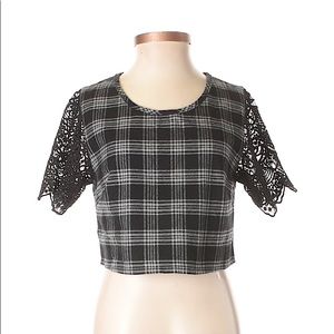 Plaid & Lace Crop Top from Tobi